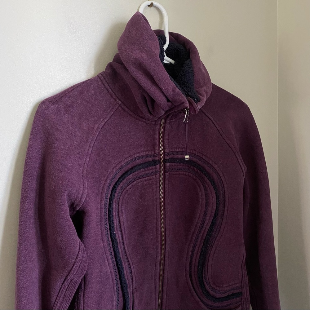 Lululemon Cuddle Up Jacket Cotton Fleece Heathered Plum Women’s Size 4 Athletic - Picture 4 of 12